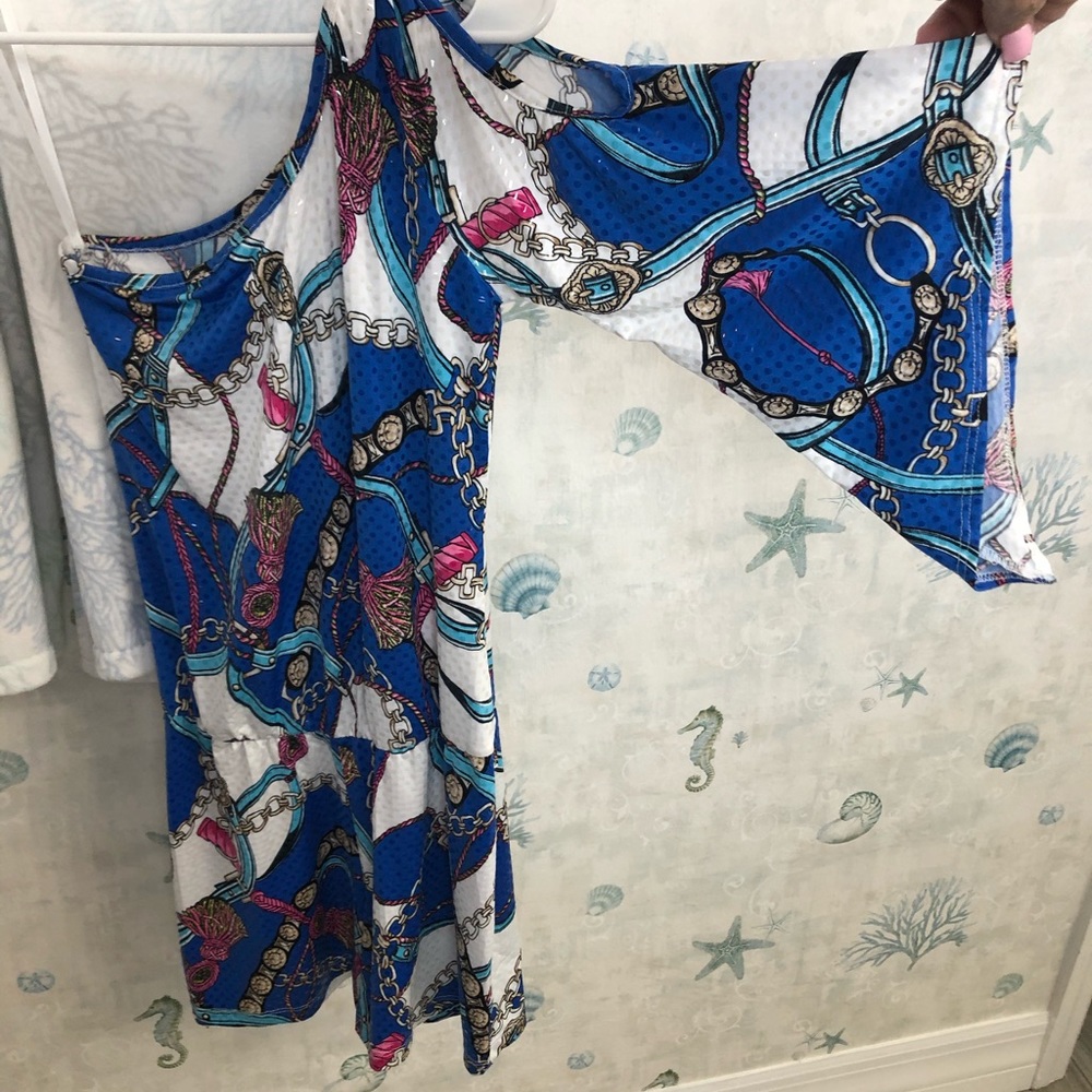 Nautical theme romper, one shoulder